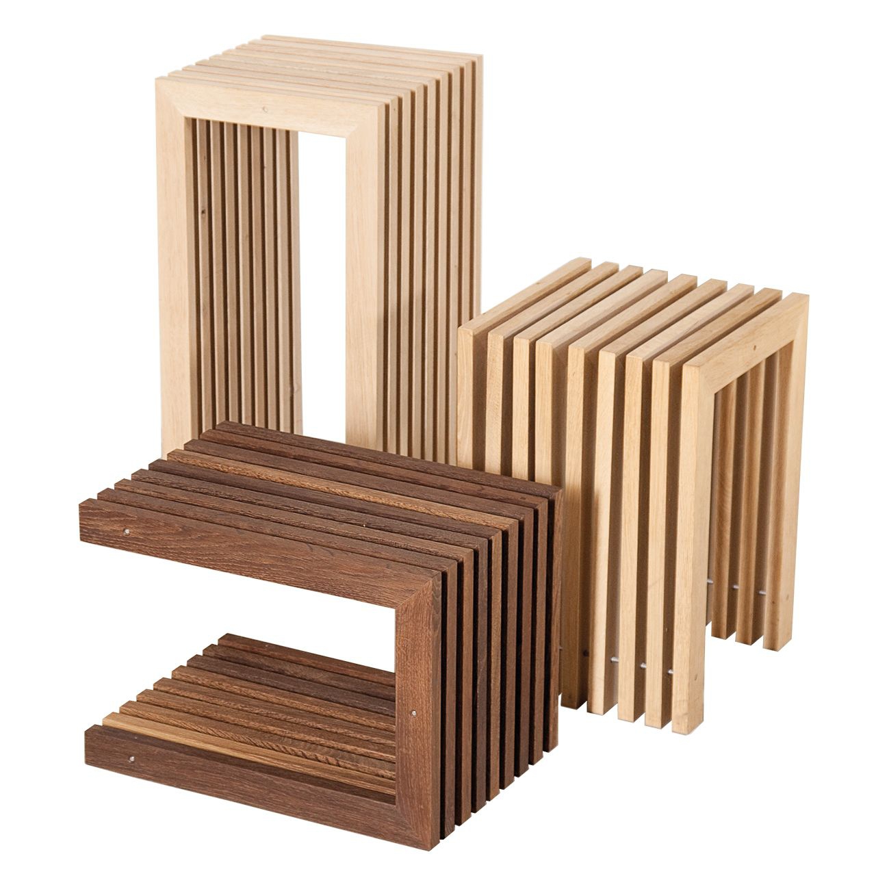 Hocker, Eichenlamellen,  B32 x T31 x H45 cm
