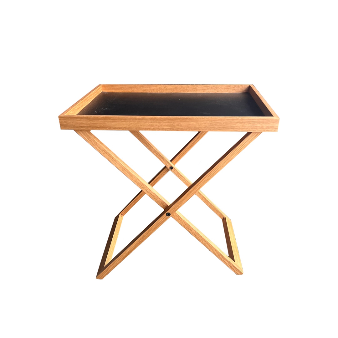 Set: tray made of oak with underframe