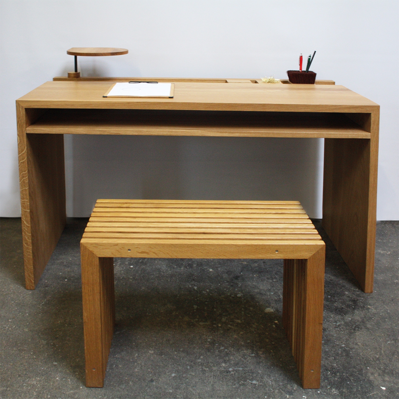 Desk with a slot for accessories